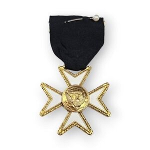 Masonic Knights Of Malta Officer Medal Spread Eagle Seal Cross Freemason Vintage